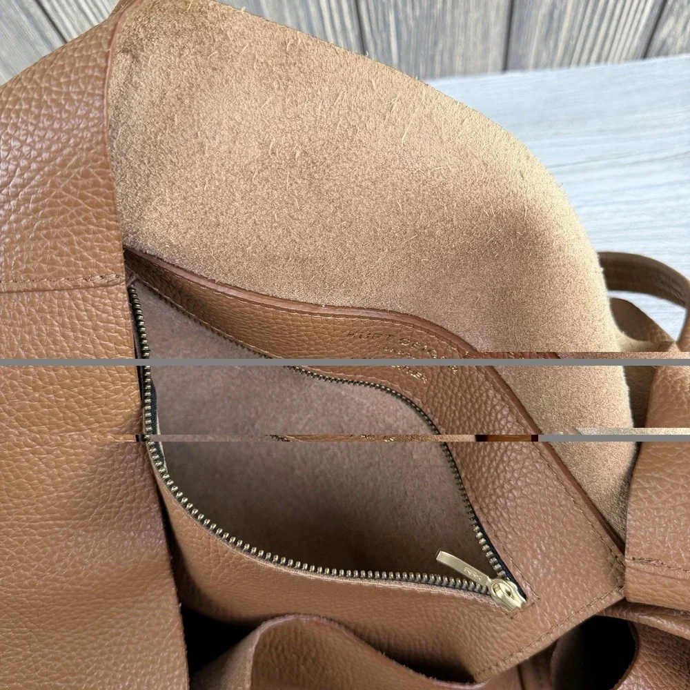 Kurt Geiger London Made in Italy 100% Leather Brown Large Tote Bag Shopper